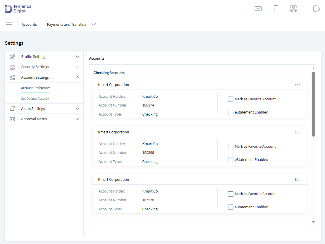 Accounts Settings